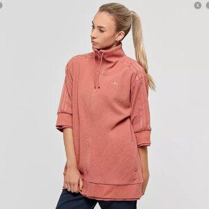 Adidas Size Large Pink Tubular Track Top Oversized Jacket Full Zip Waffle Knit